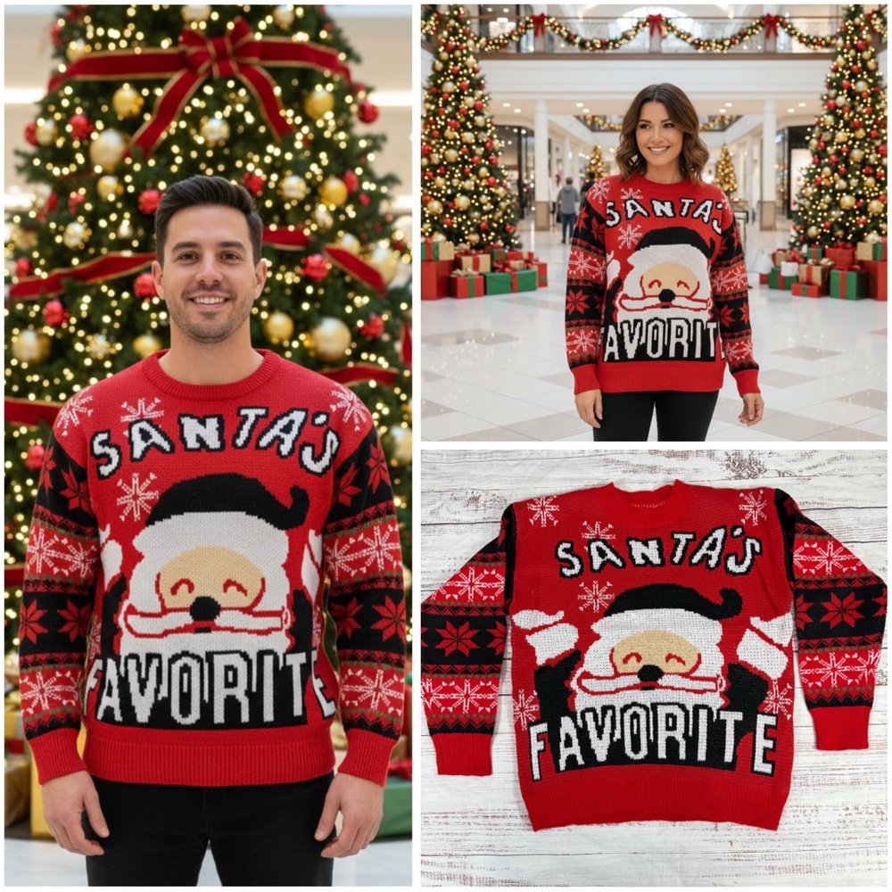 Santa’s Favorite Ugly Christmas Sweater One Size Unisex